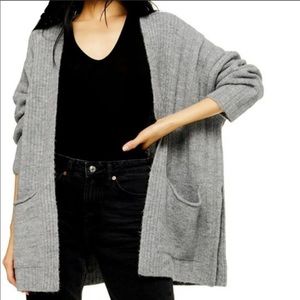 Topshop Oversized Gray Ribbed Cardigan